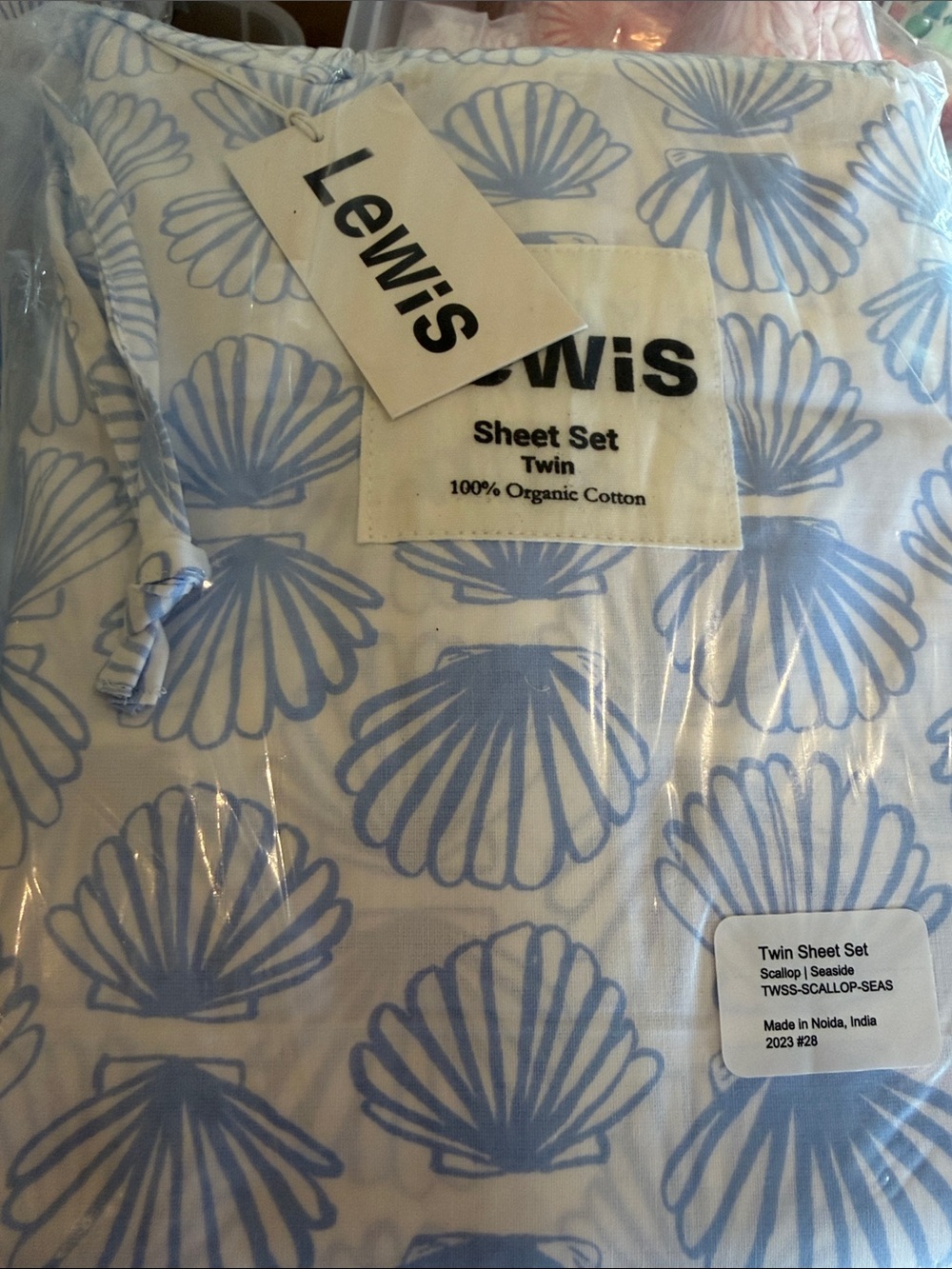 Lewi's Blue Shell Twin Sheet Set - 100% Organic Cotton
